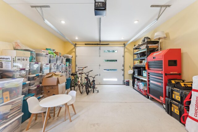 401 Fern Rd, Cape May Beach, NJ 08251 - garage featuring a garage door opener and recessed lighting
