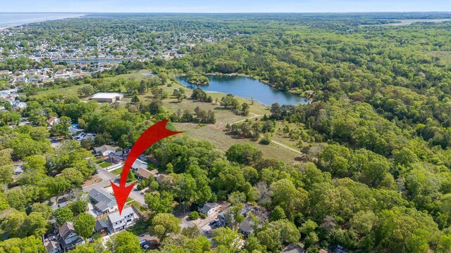 401 Fern Rd, Cape May Beach, NJ 08251 - aerial view of property's location featuring a heavily wooded area and a nearby body of water