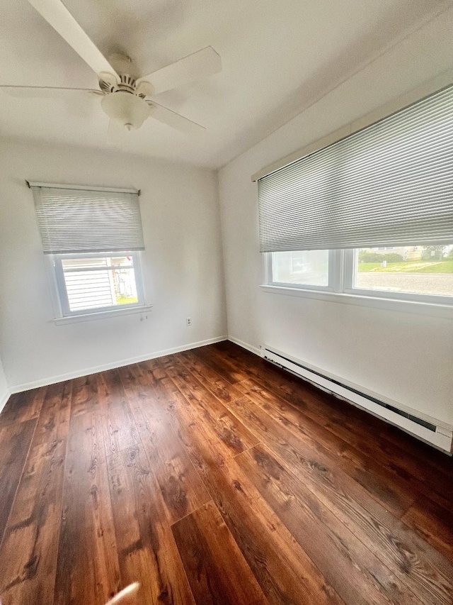 106 Cedardale Ave, Villas, NJ 08251 - unfurnished room featuring a baseboard radiator, hardwood / wood-style flooring, and ceiling fan