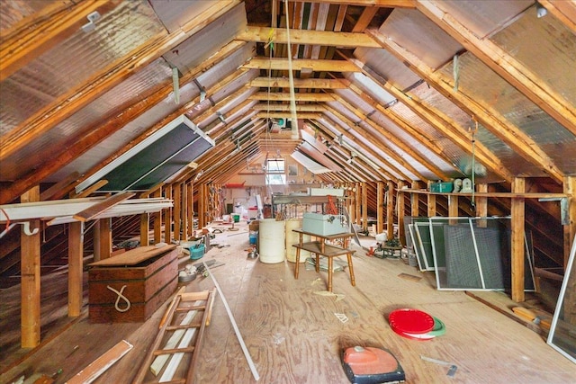 view of unfinished attic