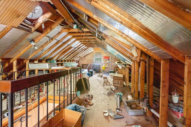 view of unfinished attic