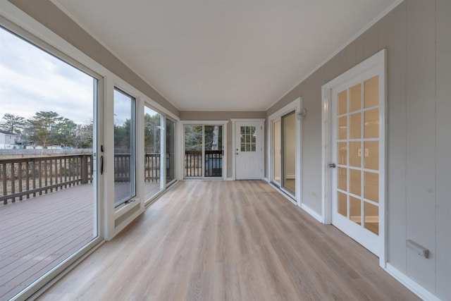 view of unfurnished sunroom