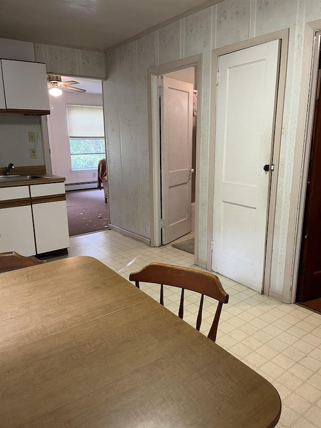 149 E Florida Ave, Villas, NJ 08251 - hall with light floors, a sink, and baseboard heating