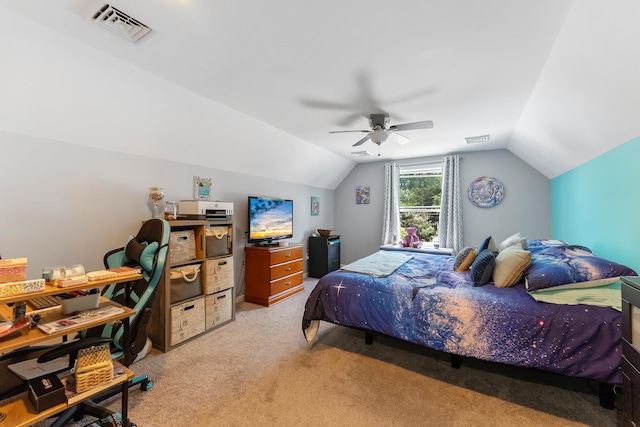 25 N 12th St, Del Haven, NJ 08251 - bedroom featuring light colored carpet, vaulted ceiling, and a ceiling fan