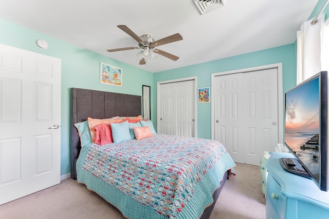 25 N 12th St, Del Haven, NJ 08251 - bedroom with multiple closets, carpet flooring, and ceiling fan
