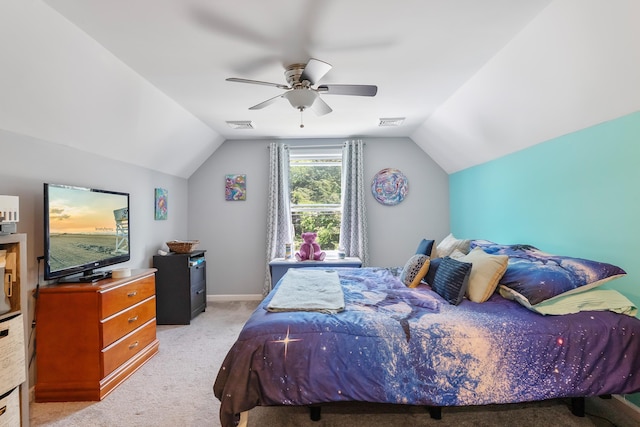 25 N 12th St, Del Haven, NJ 08251 - bedroom with light carpet, lofted ceiling, and a ceiling fan