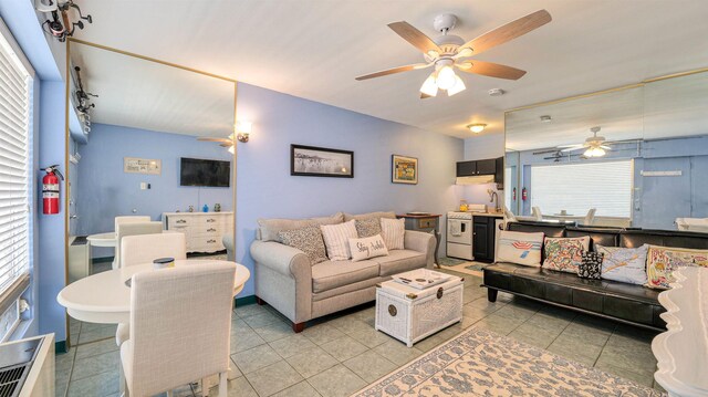 108 S Montpelier Ave Unit 211, Atlantic City, NJ 08401 - living room featuring a ceiling fan and light tile patterned flooring
