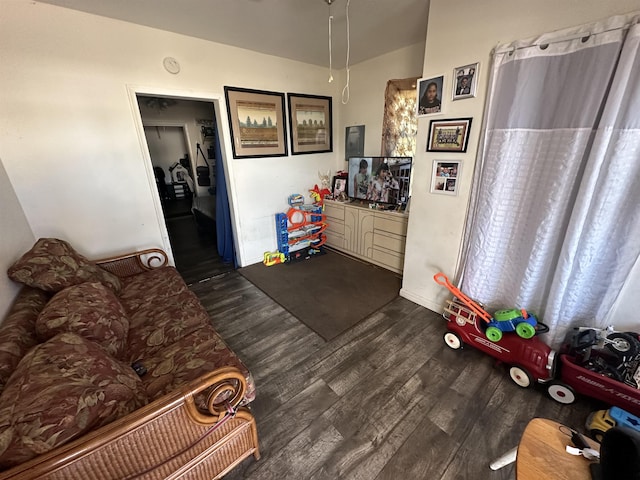 living room featuring dark hardwood / wood-style floors