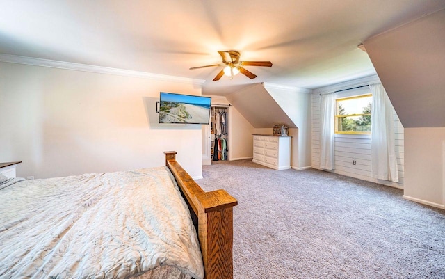 1731 Rte 47, Eldora, NJ 08270 - unfurnished bedroom with carpet floors, crown molding, lofted ceiling, and ceiling fan