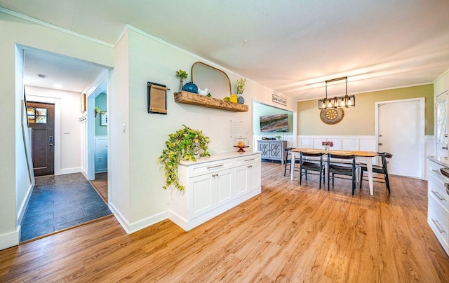 1731 Rte 47, Eldora, NJ 08270 - dining room with ornamental molding, light wood finished floors, and a chandelier