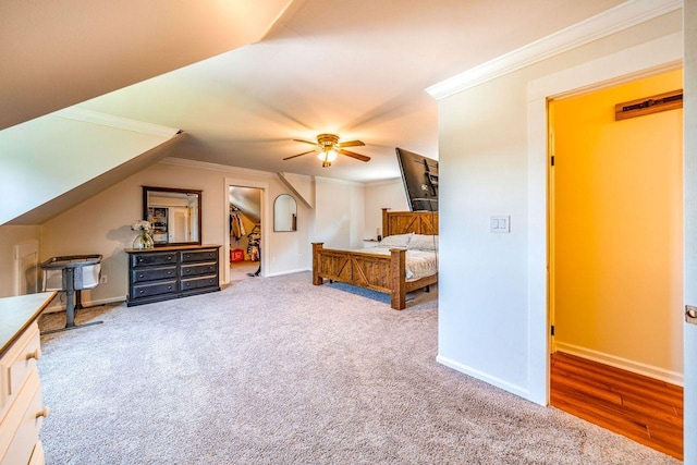 1731 Rte 47, Eldora, NJ 08270 - carpeted bedroom with crown molding, a spacious closet, ceiling fan, and a closet