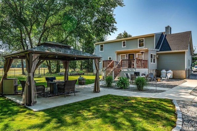 1731 Rte 47, Eldora, NJ 08270 - back of property featuring a patio area, a gazebo, a chimney, a deck, and stairs