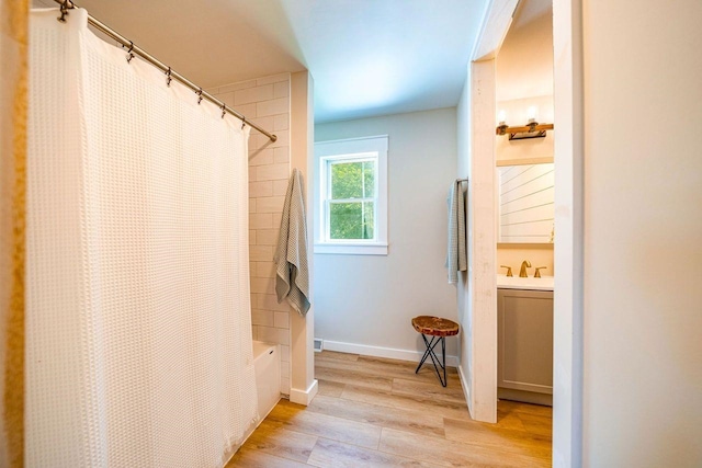 1731 Rte 47, Eldora, NJ 08270 - bathroom with wood finished floors, shower / bath combo, and vanity