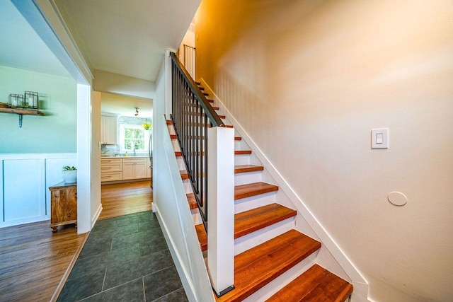 1731 Rte 47, Eldora, NJ 08270 - stairway featuring wood finished floors and wainscoting