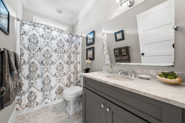 243 110th St, Stone Harbor, NJ 08247 - full bath featuring ornamental molding, vanity, and curtained shower