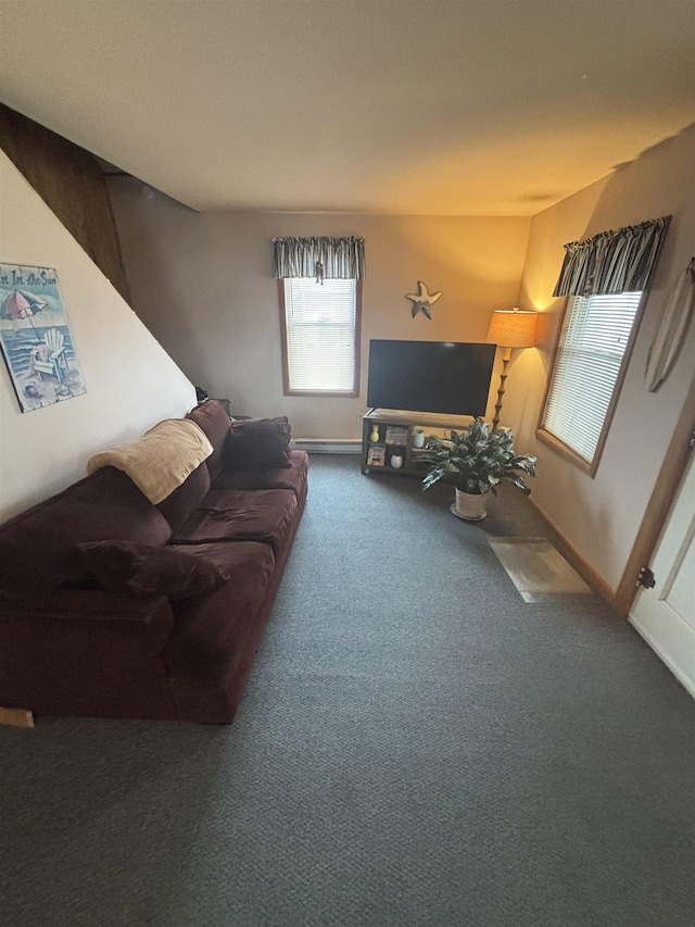 living room with carpet