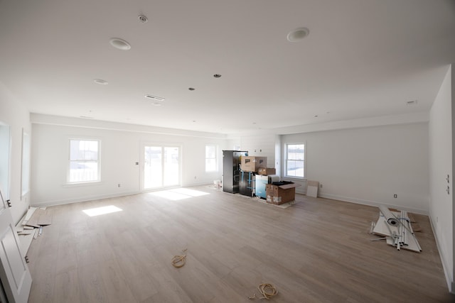 unfurnished living room featuring light hardwood / wood-style floors