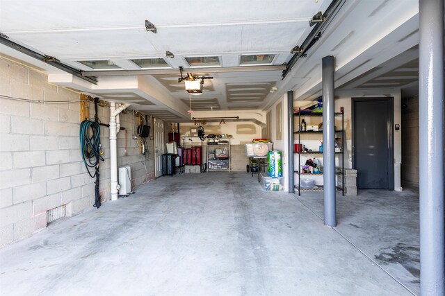 garage with a garage door opener