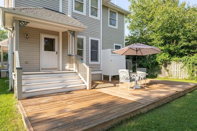119 Stevens St, West Cape May, NJ 08204 - wooden terrace with outdoor dining space