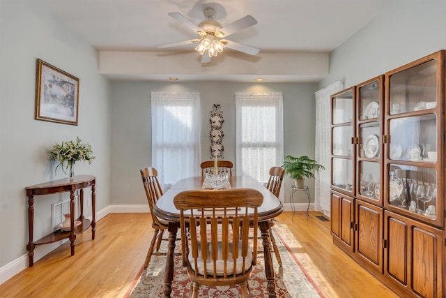 119 Stevens St, West Cape May, NJ 08204 - dining area featuring ceiling fan and light wood-style flooring