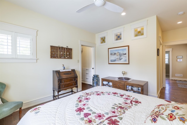 310 Brainard Ave, Cape May Point, NJ 08212 - bedroom with wood finished floors, recessed lighting, ceiling fan, and baseboards