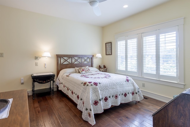 310 Brainard Ave, Cape May Point, NJ 08212 - bedroom featuring hardwood / wood-style floors, a ceiling fan, recessed lighting, and baseboards