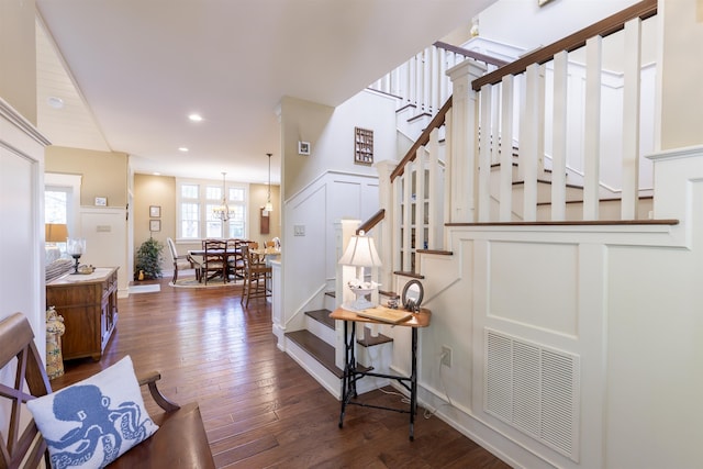 310 Brainard Ave, Cape May Point, NJ 08212 - entryway featuring stairway, dark wood finished floors, and recessed lighting