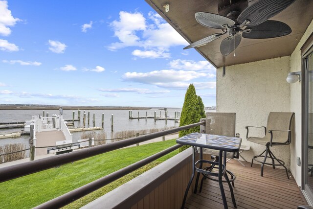 14 Genoa Ct Unit 14, Ocean City, NJ 08226 - balcony with a water view and ceiling fan