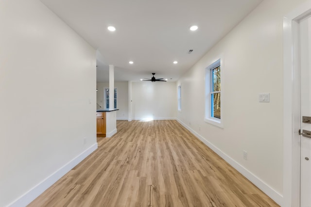 interior space with light hardwood / wood-style floors