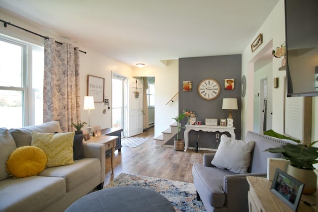 living room featuring light wood-type flooring