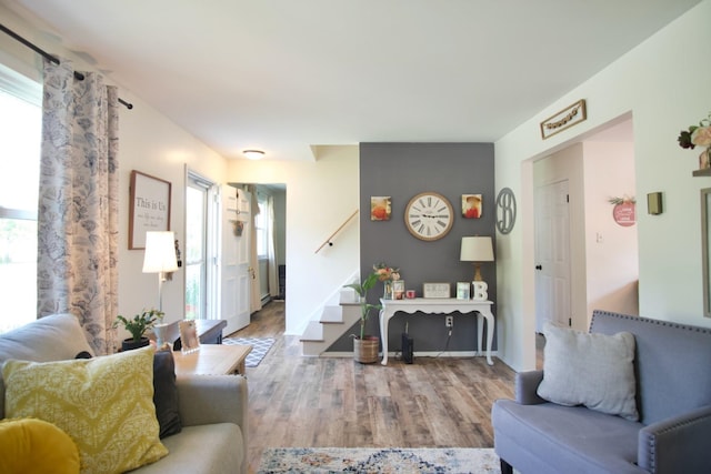 living room featuring hardwood / wood-style flooring