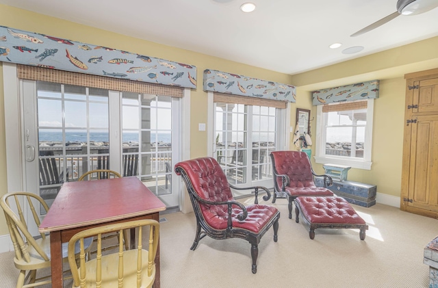 74 W 7th St, Avalon, NJ 08202 - sitting room with carpet floors, ceiling fan, and recessed lighting