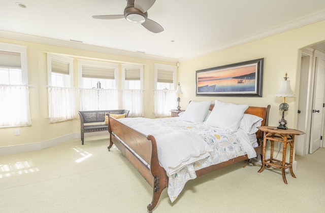74 W 7th St, Avalon, NJ 08202 - carpeted bedroom with ornamental molding and a ceiling fan