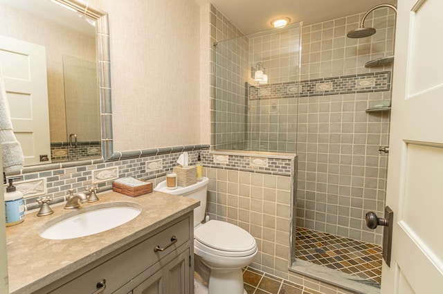 74 W 7th St, Avalon, NJ 08202 - full bath featuring walk in shower, vanity, backsplash, and tile patterned flooring