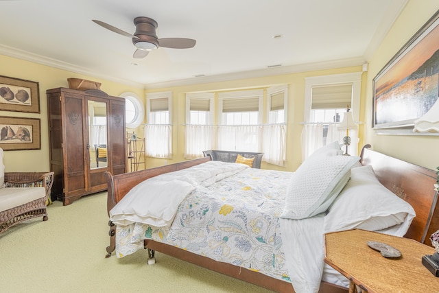 74 W 7th St, Avalon, NJ 08202 - bedroom featuring ornamental molding, carpet floors, and ceiling fan