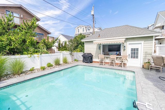 74 W 7th St, Avalon, NJ 08202 - view of swimming pool with a fenced backyard, a grill, and a patio