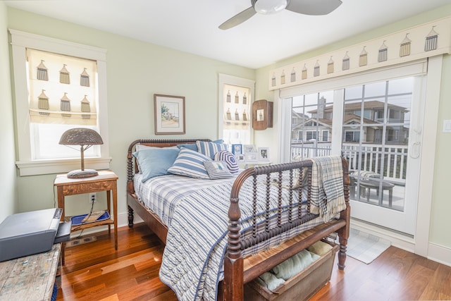 74 W 7th St, Avalon, NJ 08202 - bedroom featuring wood finished floors, access to exterior, and ceiling fan
