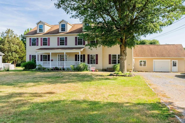 15 4th Ave, Cape May Court House, NJ 08210 - colonial inspired home with covered porch, a garage, gravel driveway, and a front yard