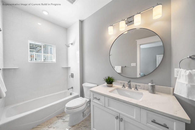 288 86th St, Stone Harbor, NJ 08247 - full bathroom with vanity, marble finish floors, and bathing tub / shower combination