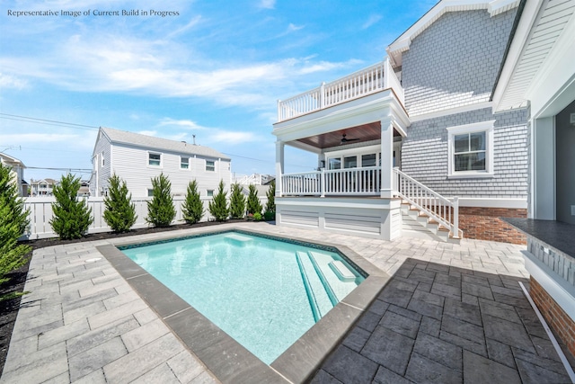 288 86th St, Stone Harbor, NJ 08247 - swimming pool featuring a ceiling fan and a patio