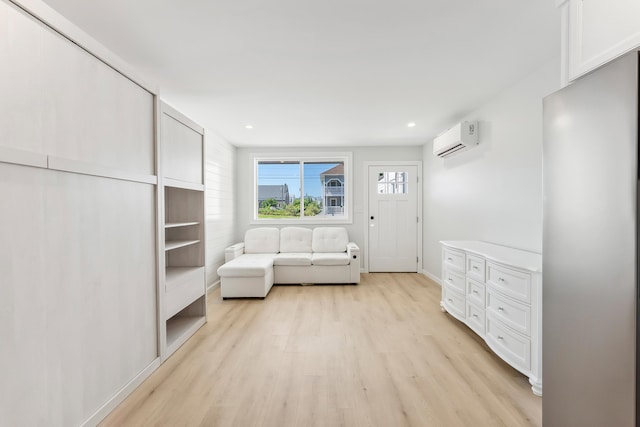 233 E Juniper Ave Unit A, Wildwood, NJ 08260 - living room featuring a wall mounted air conditioner, light wood finished floors, and recessed lighting