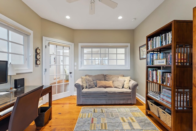 3005 Shore Dr, Cape May Beach, NJ 08251 - office with a wealth of natural light, light wood-style flooring, baseboards, and a ceiling fan