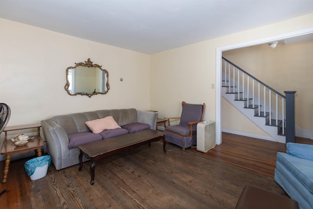 112 E Montgomery Ave, Wildwood, NJ 08260 - living room with baseboards, wood finished floors, and stairway