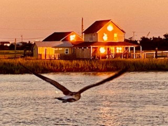 back of property with a water view