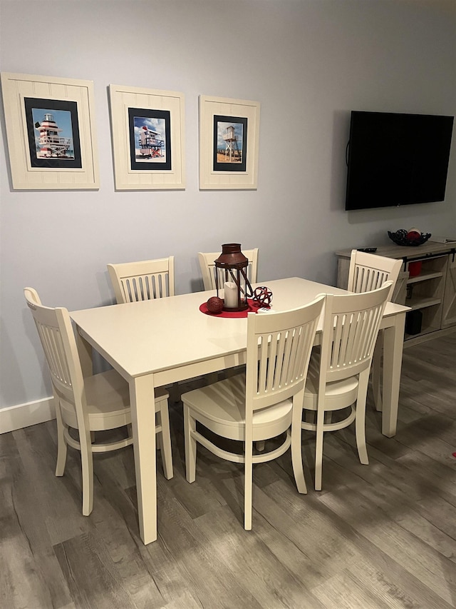 dining room with hardwood / wood-style flooring