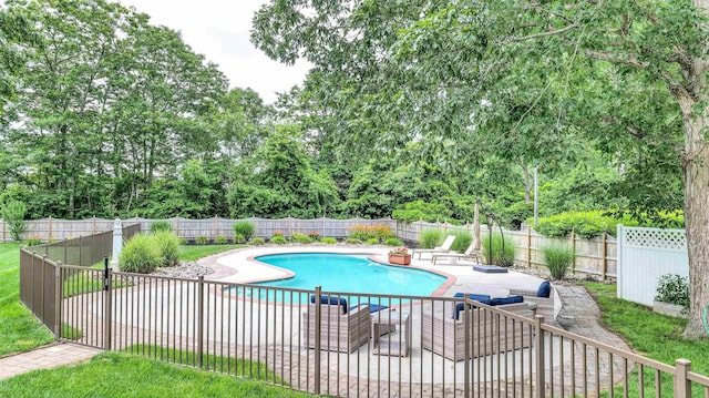 13 Mooring Cir, Seaville, NJ 08230 - view of pool featuring a patio area, a fenced backyard, and view of wooded area