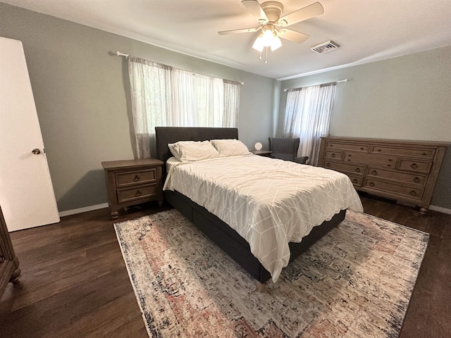 49 Hope Corson Rd, Ocean View, NJ 08230 - bedroom featuring dark wood-style flooring, baseboards, and a ceiling fan