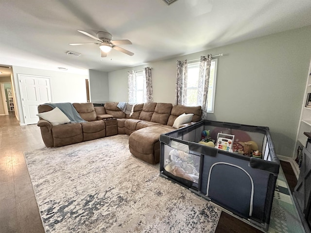 49 Hope Corson Rd, Ocean View, NJ 08230 - living room featuring a ceiling fan