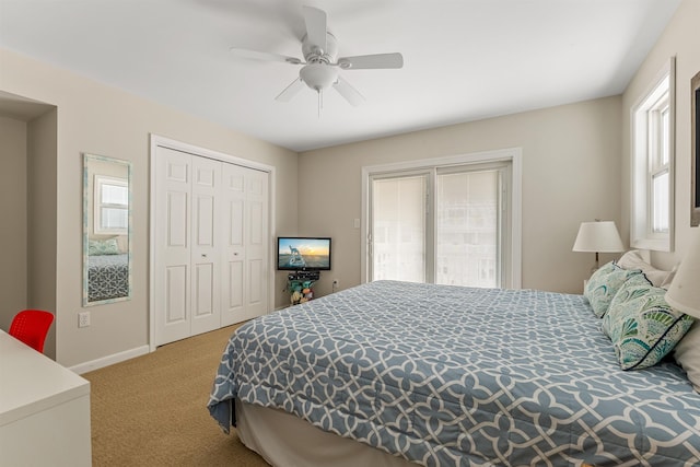 25 81st St W, Unit West, Sea Isle City, NJ 08243 - bedroom with carpet floors, a ceiling fan, baseboards, and a closet