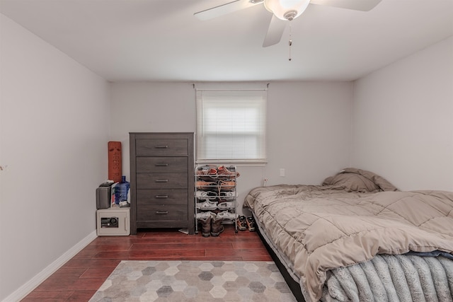 237 Lennox Ave, North Cape May, NJ 08204 - bedroom with dark wood-style floors, a ceiling fan, and baseboards